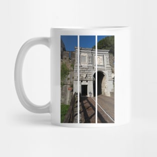 Gorizia, Italy. The castle. It stands between the walls of the ancient village, what medieval sources cite as Upper Land. Friuli Venezia Giulia. Sunny spring afternoon day (vertical) Mug